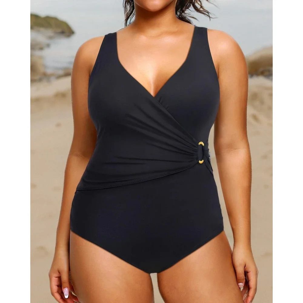 Yonique Plus Size One Piece Swimsuits for Women Tummy Control Black size 18W‎